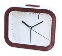 YobiLife Battery Powered Quartz Movement Alarm Clock With Wood Grain Finish For Kids And Students, Silent Sweep Second Hand, Gentle Beeping Alarm, Modern Square Design(Coffee Wood)