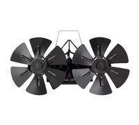 YobiLife Energy Saving Stove Fan - No Electricity Needed, Under 25dB Silent Operation, Black Aluminum Fan for Multi Fuel Stoves