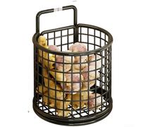 YobiLife Fruit Baskets for Kitchens Metal Storage Organiser Wall Mounted Storage Basket Iron Wire Kitchen Organizer Garlic Onion Spice Holder Ventilated Grid Rack Mount 26x19.5x13cm(1 Black)