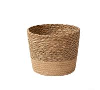 YobiLife Handwoven Plant Basket Leak Proof Liner Natural Grass Flower Pot for Indoor Outdoor Home Decor Storage Office Living Room Garden(medium)