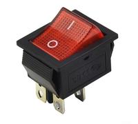 YobiLife - KCD4 DPST 4 Pin Rocker Switch Red LED Indicator 15A 250V 20A 125V AC for Industrial and Marine Electrical Equipment Control Panels