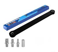 YobiLife Offset Extension Wrench Set 3/8 Drive With 1/4 1/2 Square Adapters Chrome Vanadium Steel Non Slip Knurled Grip For Tight Spaces (black)