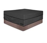 YobiLife Outdoor Square Spa Cover Waterproof 210D Silver-Coated Polyester UV Blocking Ventilated Design Black Fits 76x76x20 to 95x95x20 Inches(90 * 90 * 20 Inches)