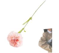 YobiLife Realistic Large Single Silk Carnation Flower 10cm Diameter Artificial Bloom with 4 Leaves for Wedding Home Decoration Outdoor Photography Props Lightweight Design(Pale Pink)