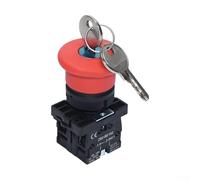 YobiLife Red ABS Safety Stop Switch for Industrial Applications, Plastic Key for-Emergency Power Off Switch XB2 ES142 ES144 ES145, Normally Closed Contact Rocker Type 7.4 x 4.2 x 3 cm(XB2-ES144)