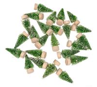 YobiLife Set Of 24 Miniature Christmas Trees For Crafting And Holiday Villages, Flexible Pine Tree Models For DIY Winter Snow Ornaments And Decorative Uses(Green)