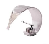 YobiLife Snake Shape Waterfall Faucet Single Hole Basin Mixer Tap High-Arc Vessel Sink Faucet with Deck Plate for Black Gold White Basins Stainless Steel Construction(White chrome)