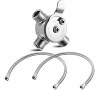 YobiLife Thermostatic Mixing Valve for Bathroom and Kitchen Faucets, Manual Brass Water Valve 2.2" Length, 0.89" Thickness, 3/8" and 1/2" Thread Sizes, with 2 Braided-Tube Connectors(1/2)