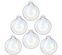 YobiLife Transparent Hanging Ornaments Plastic Balls With Iridescent Effect For Holiday Use, Lightweight And For Tree, Wreath, And Ceiling Hanging(8CM)