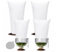 YobiLife Winter Plant Frost Cover, 20x25in Nonwoven Foil Drawstring, 4pcs | Thickened breathable fabric for shields plants from frost snow wind Reflective aluminum foil backing for heat retention