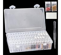 Yoboamic Seed Storage Box, 64 Slots Plastic Seed Storage Organizer Box with Label Stickers and Tweezers, Seed Container Storage for Flower, Vegetable, Fruits, Chili Seeds