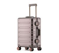 Yobohui All Aluminum Carry On Luggage Hard Shell Suitcases with Spinner Wheels Airline Approved Zipperless Luggage Small Suitcase(Gray Gold,20in)