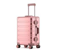 Yobohui All Aluminum Carry On Luggage Hard Shell Suitcases with Spinner Wheels Airline Approved Zipperless Luggage Small Suitcase(Pink,20in)