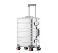 Yobohui All Aluminum Carry On Luggage Hard Shell Suitcases with Spinner Wheels Airline Approved Zipperless Luggage Small Suitcase(Silver,29in)