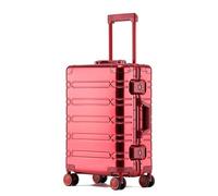 Yobohui All Aluminum Carry On Luggage Hard Shell Suitcases with Spinner Wheels Airline Approved Zipperless Luggage Small Suitcase(Red,29in)