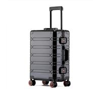 Yobohui All Aluminum Carry On Luggage Hard Shell Suitcases with Spinner Wheels Airline Approved Zipperless Luggage Small Suitcase(Black,24in)