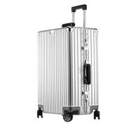 Yobohui All-Aluminum-Magnesium Alloy Carry-on Suitcase Hard-Shell Suitcase with TSA Lock zipperless Metal Roller Travel Suitcase(Silver,29 inch)