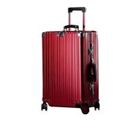 Yobohui All-Aluminum-Magnesium Alloy Carry-on Suitcase Hard-Shell Suitcase with TSA Lock zipperless Metal Roller Travel Suitcase(Red,24 inch)