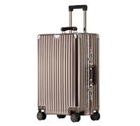 Yobohui All-Aluminum-Magnesium Alloy Carry-on Suitcase Hard-Shell Suitcase with TSA Lock zipperless Metal Roller Travel Suitcase(Gray Gold,24 inch)