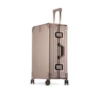 Yobohui All Aluminum Magnesium Alloy Hard-Shell Suitcases Metal Hard-Shell Suitcases with Swivel Wheels Travel Cases Without Zippers(Brown,26in)