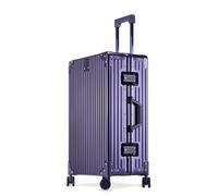 Yobohui All Aluminum Magnesium Alloy Hard-Shell Suitcases Metal Hard-Shell Suitcases with Swivel Wheels Travel Cases Without Zippers(Blue,20in)