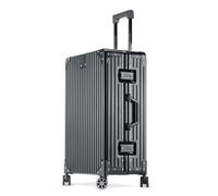Yobohui All Aluminum Magnesium Alloy Hard-Shell Suitcases Metal Hard-Shell Suitcases with Swivel Wheels Travel Cases Without Zippers(Black,29in)