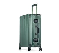 Yobohui All Aluminum Magnesium Alloy Hard-Shell Suitcases Metal Hard-Shell Suitcases with Swivel Wheels Travel Cases Without Zippers(Green,29in)