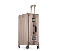 Yobohui All Aluminum Magnesium Alloy Hard-Shell Suitcases Metal Hard-Shell Suitcases with Swivel Wheels Travel Cases Without Zippers(Brown,29in)