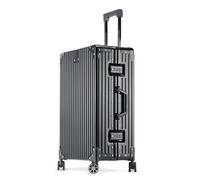 Yobohui All Aluminum Magnesium Alloy Hard-Shell Suitcases Metal Hard-Shell Suitcases with Swivel Wheels Travel Cases Without Zippers(Black,29in)