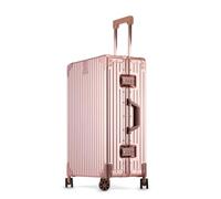 Yobohui All Aluminum Magnesium Alloy Hard-Shell Suitcases Metal Hard-Shell Suitcases with Swivel Wheels Travel Cases Without Zippers(Rose,29in)