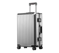 Yobohui All Aluminum Magnesium Hardshell Carry On Luggage with Lock Hardside on Suitcase Spinner Wheels Checked Metal Rolling Case(Gray,24 inch)