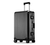 Yobohui All Aluminum Magnesium Hardshell Carry On Luggage with Lock Hardside on Suitcase Spinner Wheels Checked Metal Rolling Case(Black,20 inch)
