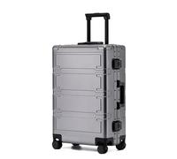Yobohui All Aluminum Magnesium Zipperless Carry on Luggage Airline Approved,with TSA Lock,Hardshell Metal Rolling Suitcase(Grey,24in)