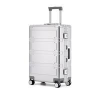 Yobohui All Aluminum Magnesium Zipperless Carry on Luggage Airline Approved,with TSA Lock,Hardshell Metal Rolling Suitcase(Silver,24in)