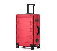 Yobohui All Aluminum Magnesium Zipperless Carry on Luggage Airline Approved,with TSA Lock,Hardshell Metal Rolling Suitcase(Red,24in)