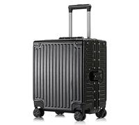 Yobohui Aluminum Frame Hard-Shell Carry-on Suitcase with Swivel Wheels No Zippers Lightweight Travel Trolley Suitcase(Black,18in)