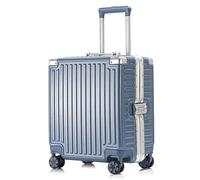 Yobohui Aluminum Frame Hard-Shell Carry-on Suitcase with Swivel Wheels No Zippers Lightweight Travel Trolley Suitcase(Blue+Gold,18in)