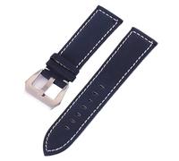 Yobohui Brushed Leather Strap 18/20/22/24mm Strap Vintage Classic for Men and Women(Blue,Width 24mm)