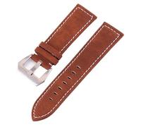 Yobohui Brushed Leather Strap 18/20/22/24mm Strap Vintage Classic for Men and Women(Reddish brown,Width 18mm)