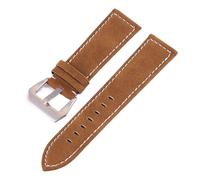 Yobohui Brushed Leather Strap 18/20/22/24mm Strap Vintage Classic for Men and Women(Yellowish brown,Width 22mm)