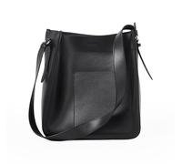 Yobohui Bucket Shoulder Bags for Women Genuine Leather Casual Top Handle Hobo Tote Bag Purses Handbags with Magnetic Button(Black)