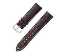 Yobohui Genuine Leather Strap 12~24mm Soft Waterproof Watch Band Ladies Men Universal Business Watch Strap Bracelet(Coffee+white line,Width 16mm)