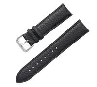 Yobohui Genuine Leather Strap 12~24mm Soft Waterproof Watch Band Ladies Men Universal Business Watch Strap Bracelet(Black,Width 20mm)