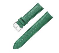 Yobohui Genuine Leather Strap 12~24mm Soft Waterproof Watch Band Ladies Men Universal Business Watch Strap Bracelet(Green,Width 21mm)