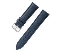 Yobohui Genuine Leather Strap 12~24mm Soft Waterproof Watch Band Ladies Men Universal Business Watch Strap Bracelet(Dark blue,Width 16mm)