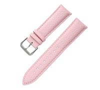 Yobohui Genuine Leather Strap 12~24mm Soft Waterproof Watch Band Ladies Men Universal Business Watch Strap Bracelet(Pink,Width 14mm)