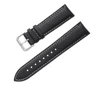 Yobohui Genuine Leather Strap 12~24mm Soft Waterproof Watch Band Ladies Men Universal Business Watch Strap Bracelet(Black+white line,Width 20mm)