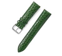 Yobohui Genuine Leather Strap 12~24mm Women's and Men's General Purpose Business Watch Pin Buckle Strap(Green,Width 22mm)