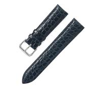 Yobohui Genuine Leather Strap 12~24mm Women's and Men's General Purpose Business Watch Pin Buckle Strap(Blue,Width 21mm)