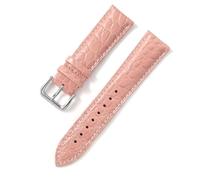 Yobohui Genuine Leather Strap 12~24mm Women's and Men's General Purpose Business Watch Pin Buckle Strap(Pink,Width 24mm)